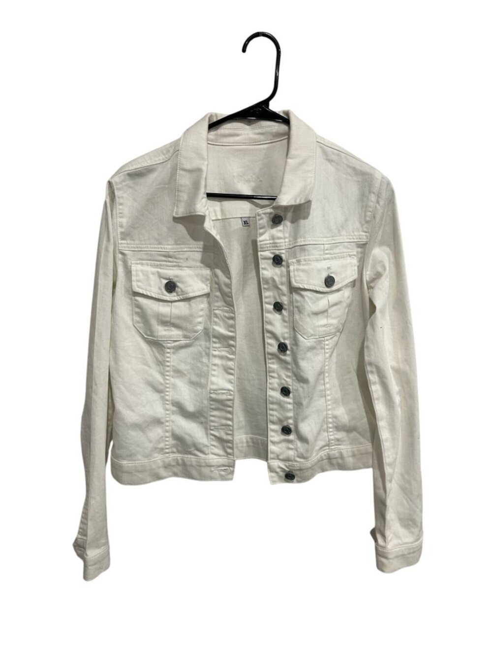 Kut From The Kloth XL White Denim Jacket Button Front Cottagecore Boho Chic